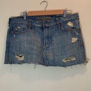 Distressed Denim Mini Skirt by Abercrombie & Fitch
